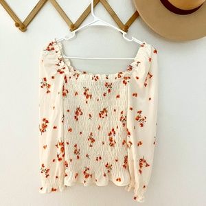 Sweet Rain Floral Cinched Elastic Top
